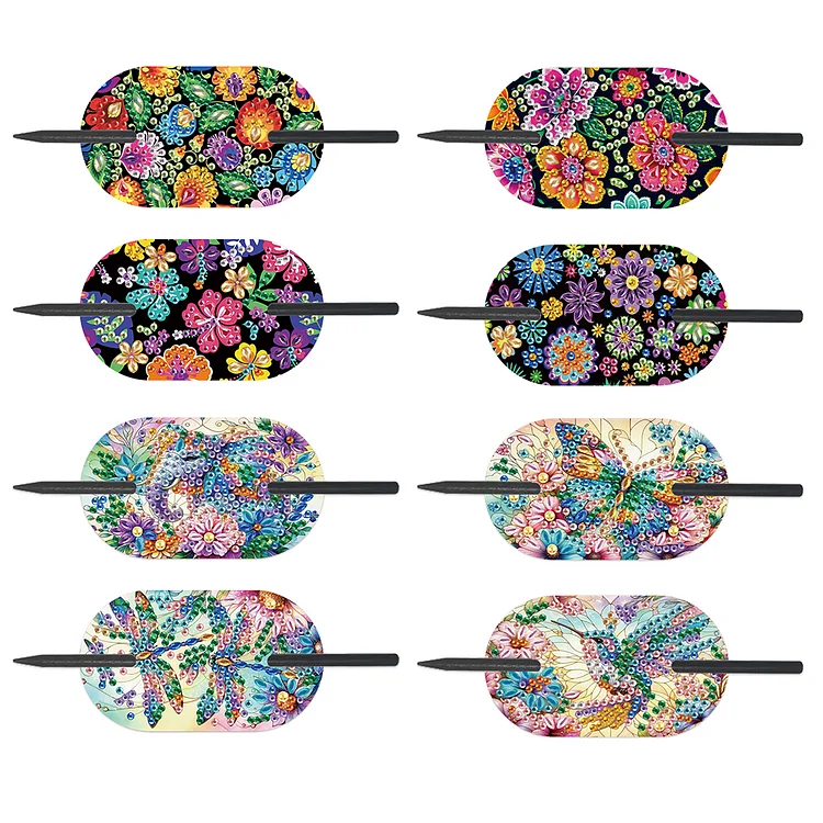 8Pcs DIY Diamond Painting Ellipse Hairpin Kits Diamond Embroidery Hairpins Kit gbfke