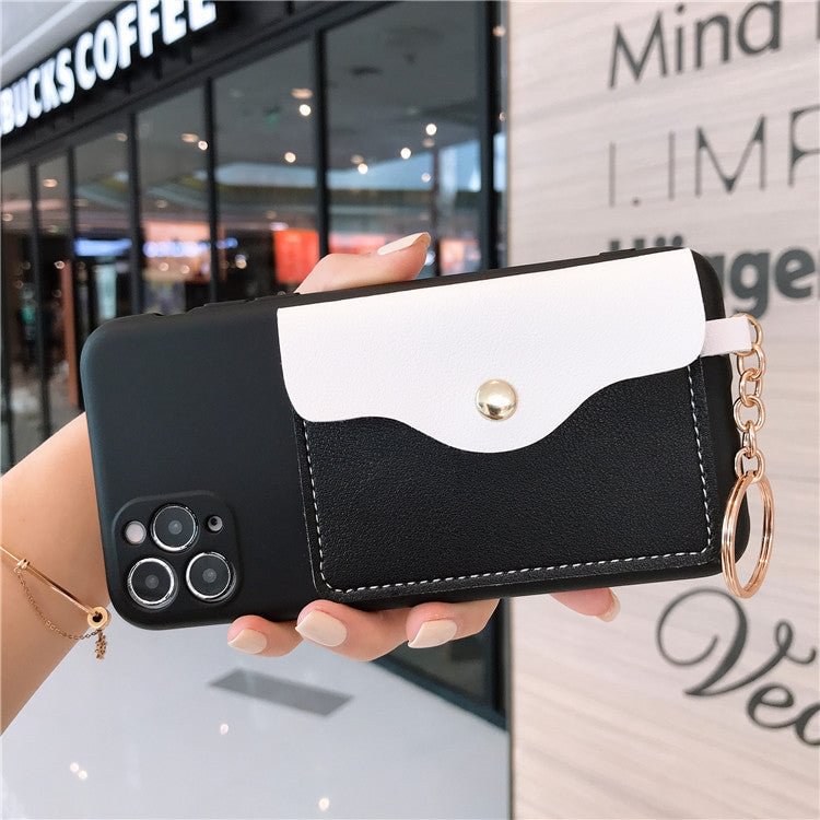 Color Block Coin Purse Soft Phone Case with Keychain