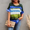 Gioiacombo&trade; 2022 T-shirt manica corta a righe di colore sfumato di estate delle donne