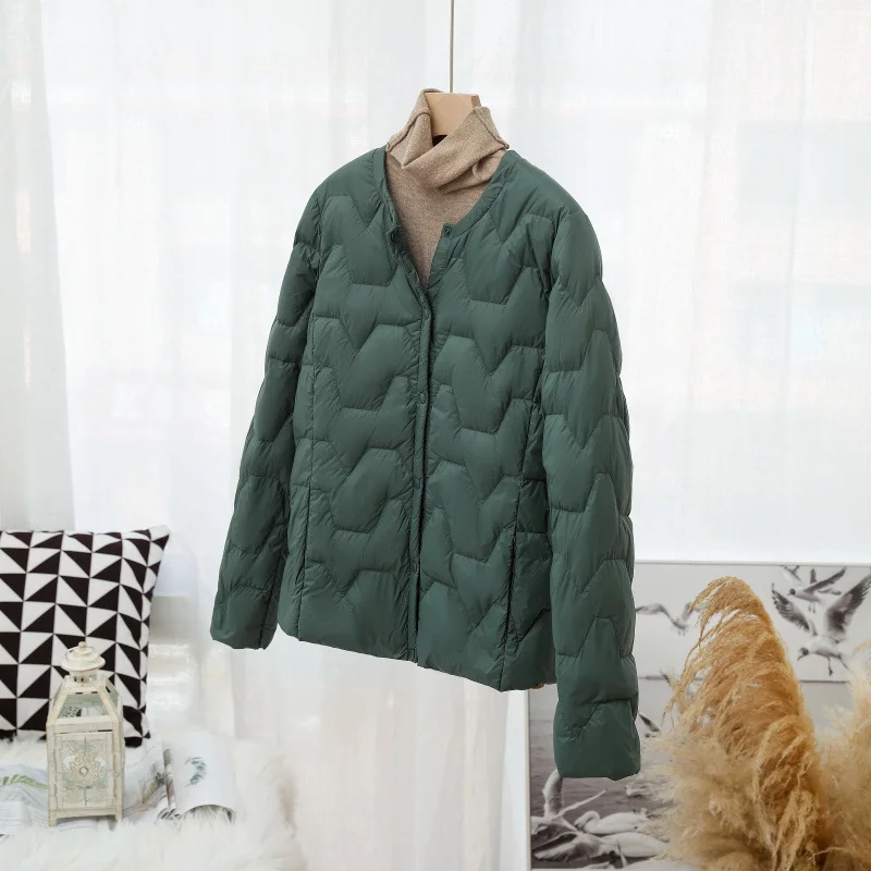 Toloer Autumn Winter New Round Collar Light White Duck Velvet Female Short Money Inside Outside Wear Warm Light Down Jacket Coat Tide-Outfit Ideas