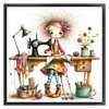 Sewing Machine Girl-11CT Stamped Cross Stitch 40*40cm/15.75*15.75in