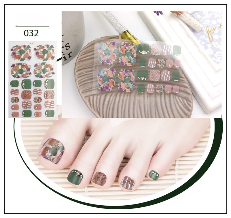 Explosions Foot Nail Stickers Summer Toenail Stickers Bronzing Imitation Diamond Nail Stickers Waterproof Foot Stickers