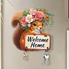 (US Only)Squirrel Theme Wood DIY Diamond Painting Hooks Home Decor Craft Kit for Wall