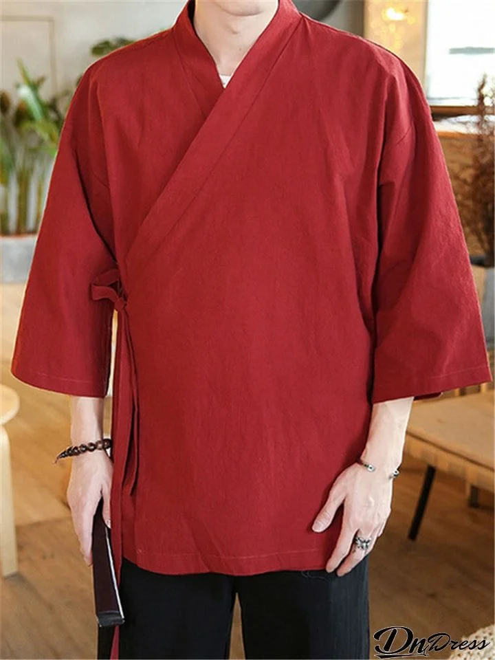 Men's 3/4 Sleeve Linen Top