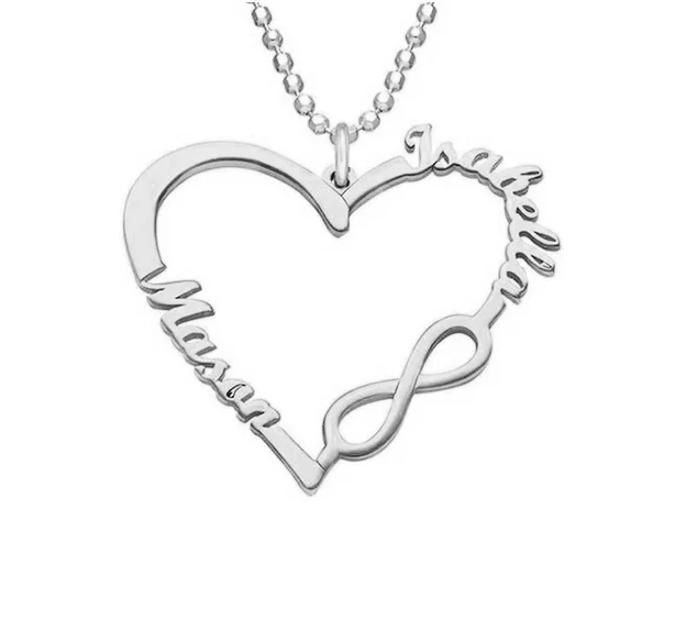 Lover Heart Infinity Name Necklace Custom 2 Names Personalized Name Chain Gift For Mom
