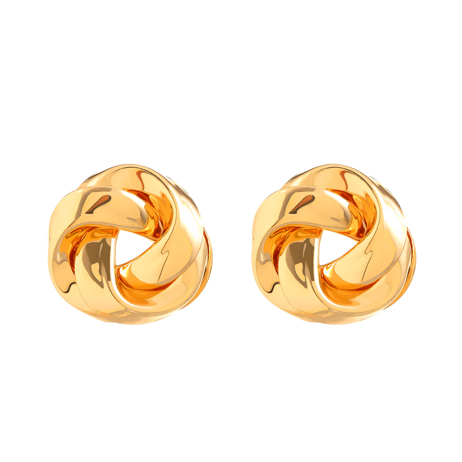 Geometric Twisted Circle Stud Earrings Gold Plated Earrings