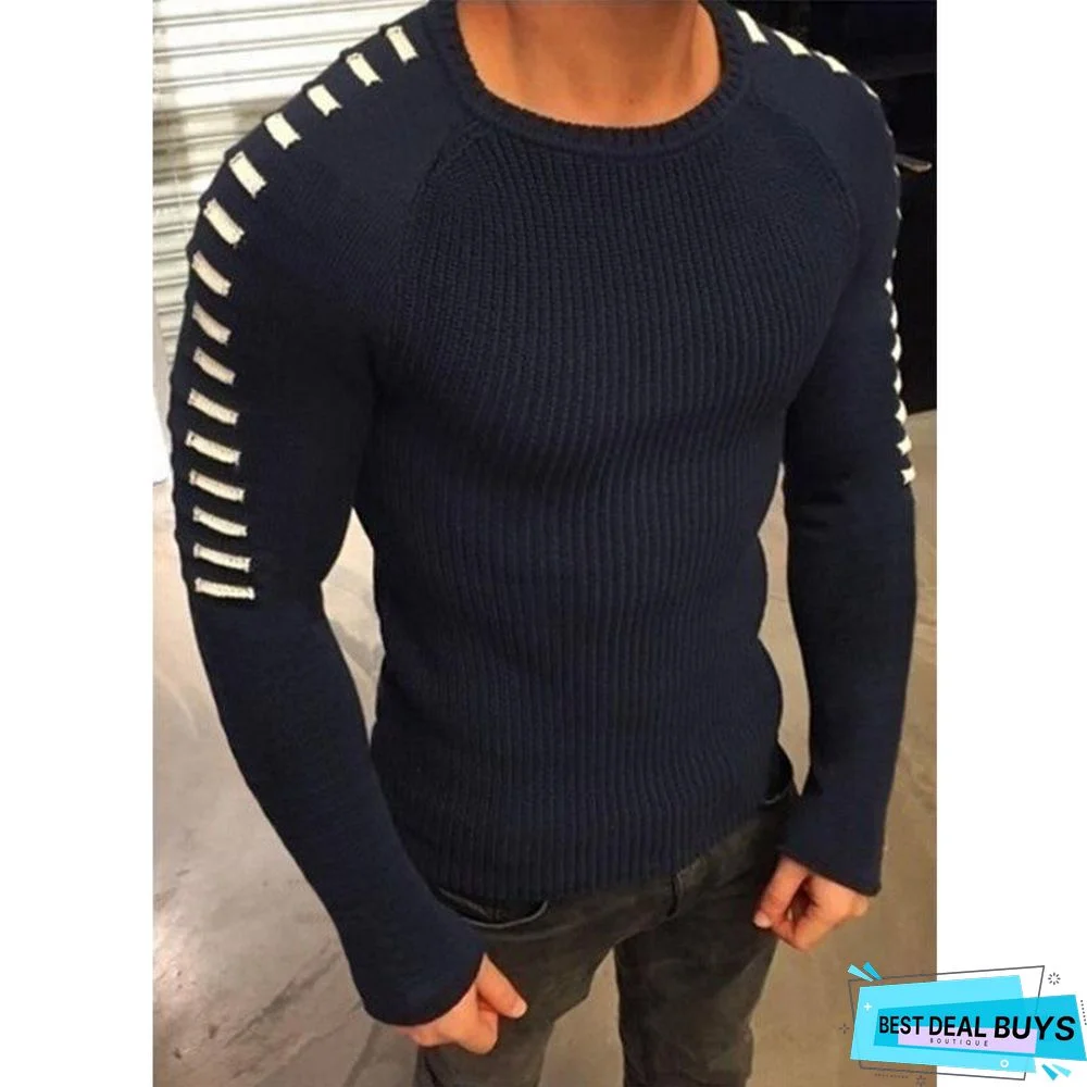 Men's Slim Long Sleeve Round Neck Knitted Top