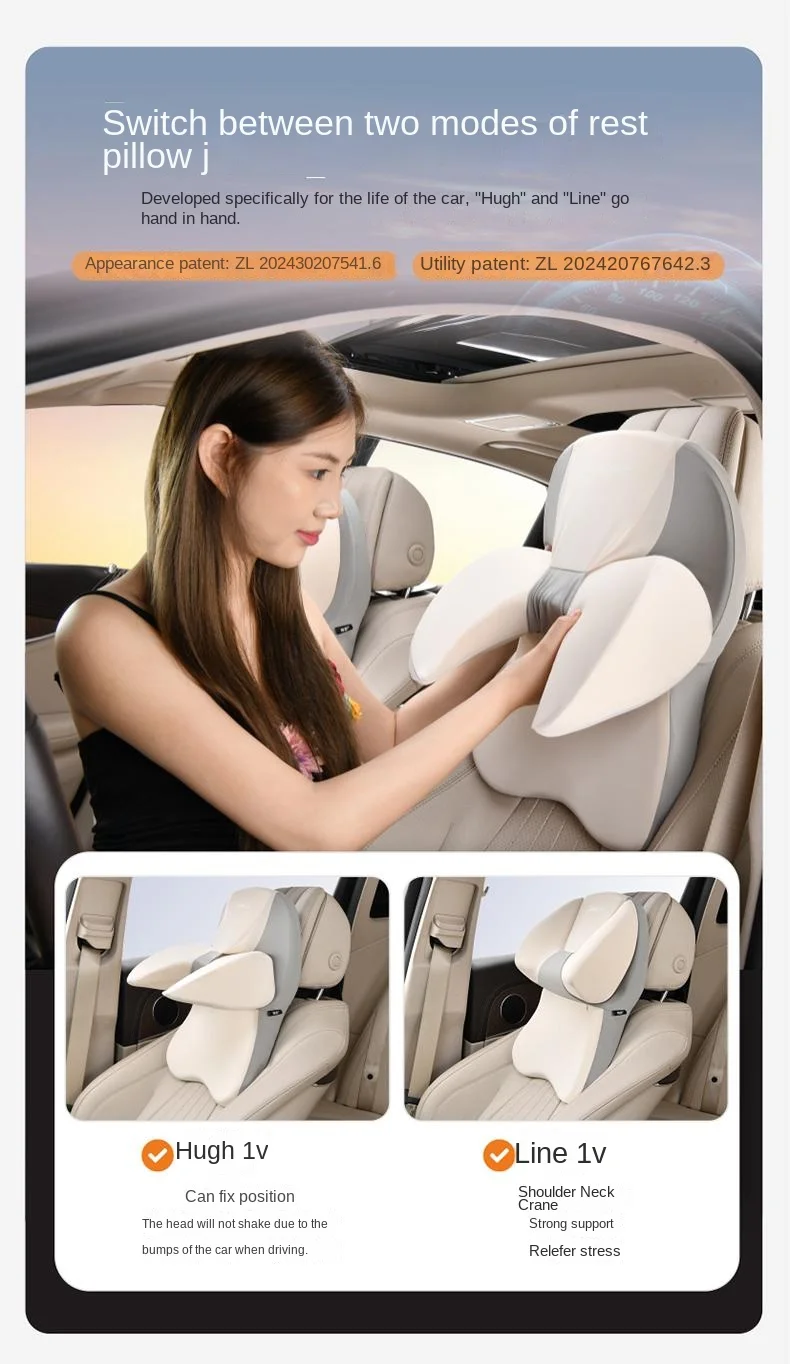 Car adjustable sleeping memory foam headrest
