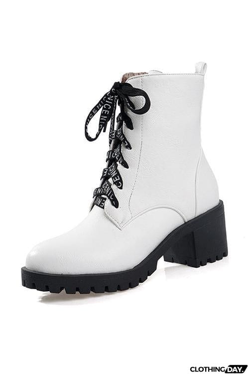 Chunky Heel Lace Up Martin Boots