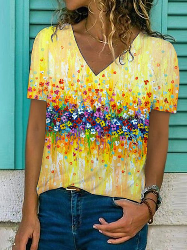 Abstract Painting Art V Neck T Shirt  artssus