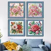 (US Only)4Pcs 30x30cm Flower 5D DIY Special Shape Crystal Partial Diamond Painting Kit