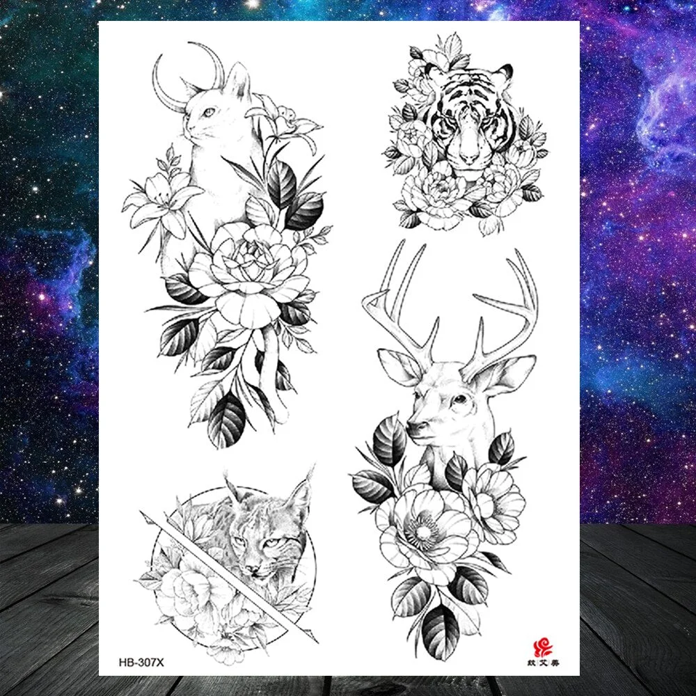 Watercolor Lavender Reed Morning Glory Flower Tattoos Temporary Women Sexy Custom Tattoo Stickers Flash Fake Girls Tato Ankle