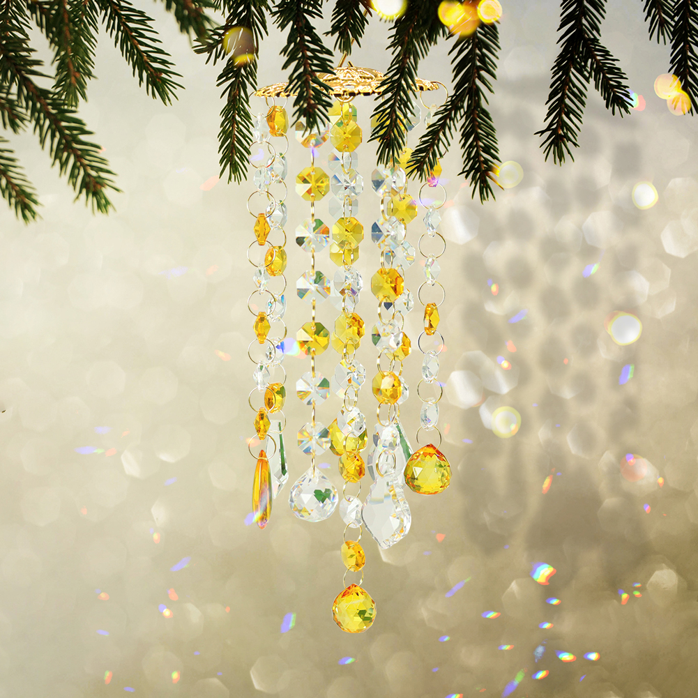 

Colorful Wind Chime Crystal (Yellow) - Art Crystal Suncatcher, 501 Original