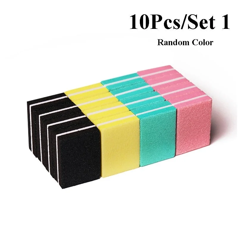 10pcs/lot Mini Sponge Nail File Colorful Sanding Buffer UV Gel Polish Set Block Nail Files Double Side Nagel Nail Art Tools