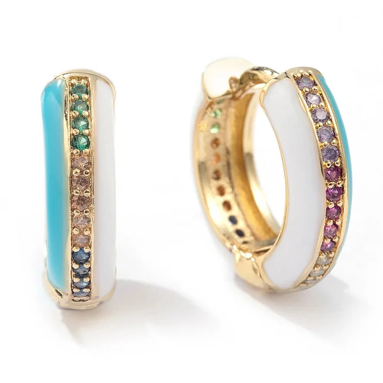 Top Quality Women Fashion CZ Small Hoop Earrings Elegant Statement Gold Color Copper Huggie Earring for Girls Wedding Jewelry