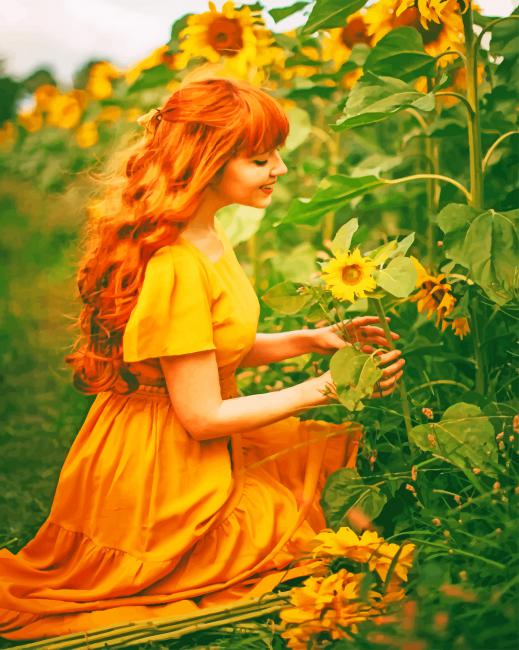 

Girl In Sunflowers Field – Paint By Numbers - 40*50CM, 501 Original