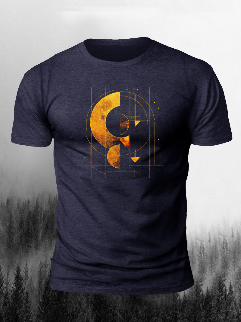 Men's Geometric Line Printed Short-Sleeve T-shirt