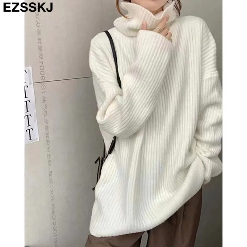 cashmere Autumn Winter highneck thick oversize Sweater pullovers Women 2021 LOOSE  sweater pullovers female Long Sleeve