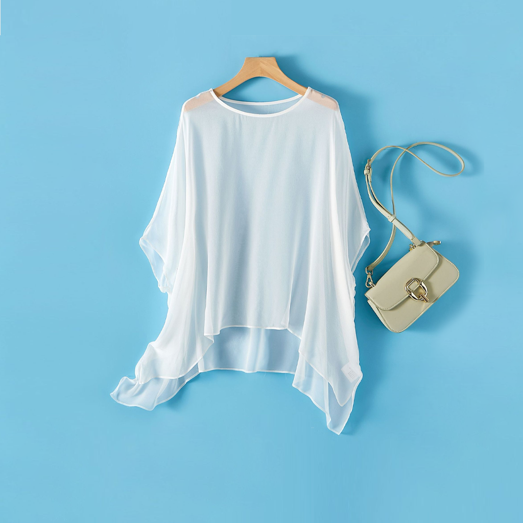 Women's White Mulberry Silk Blouse For Parties REAL SILK LIFE