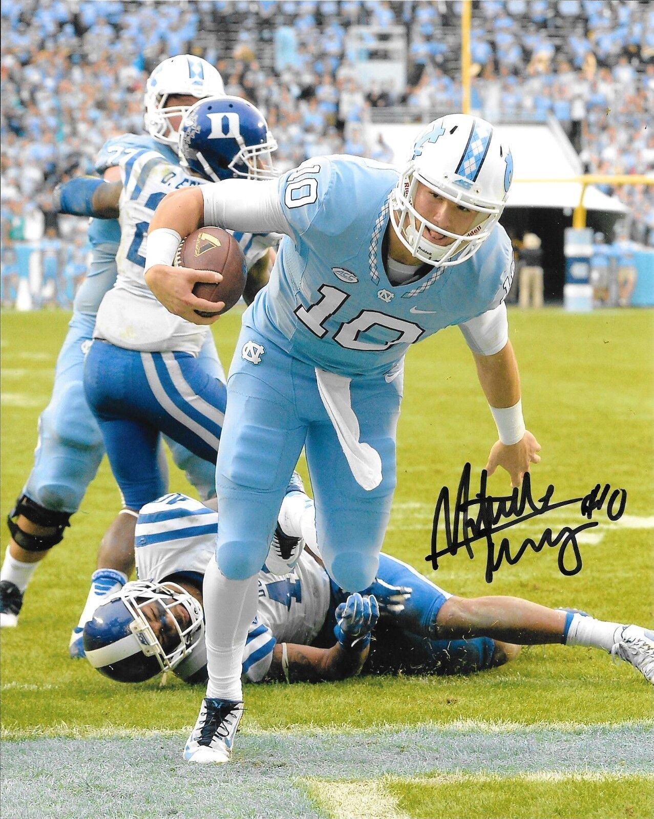 CHICAGO BEARS MITCH TRUBISKY SIGNED NORTH CAROLINA TAR HEELS 8X10 Photo Poster painting W/COA