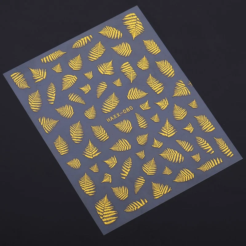 1PC Gold Black White Linear Nail Sticker Mix Pattern Transfer Various 3D Adhesive Decals Nail Decoration DIY Design