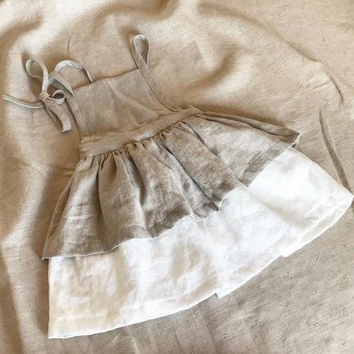 2021 New Summer Toddler Princess Dress Kids Cotton Causal Dress Ruffles Pure Color Baby Girl Clothing Korean Japan Style