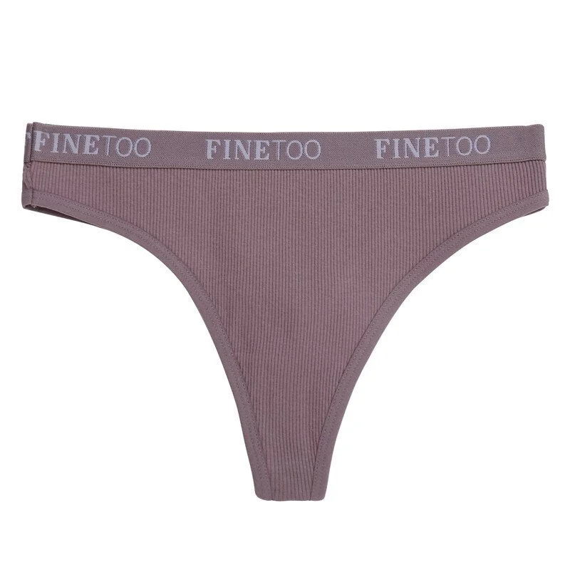 FINETOO Women G-string Cotton Thong M-XL Letter Design Femme Underwear Sexy Panties Underpant Intimate Thong Girl Panty Lingerie