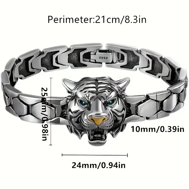 1pc tiger watch bracelet mens personality male simple domineer retro tiger bracelet details 3