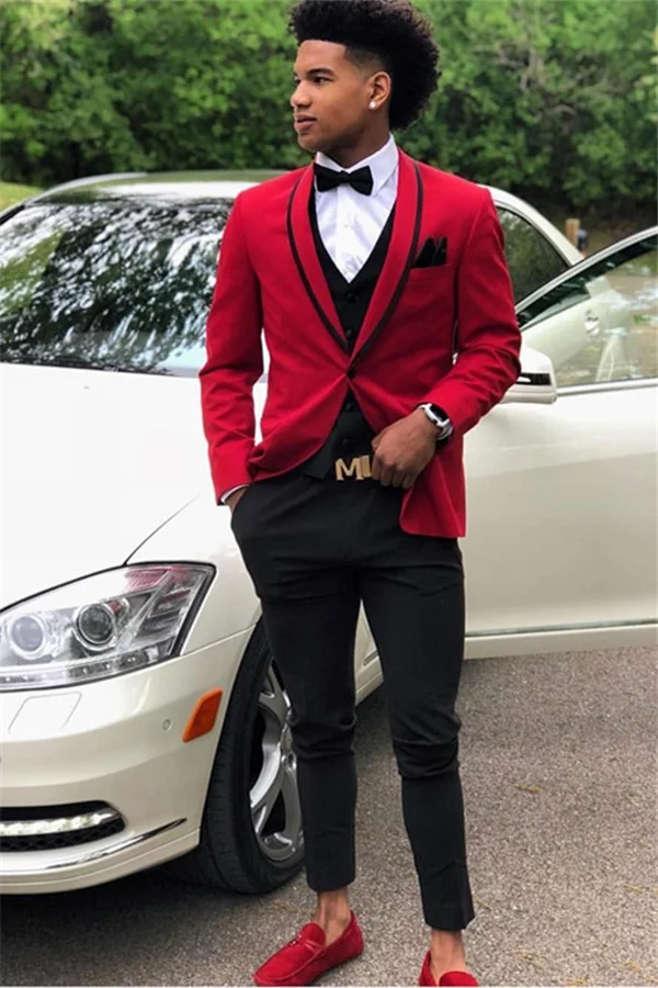 Daisda Stylish Red With One Button Prom Attire For Guys 2022 On Sale