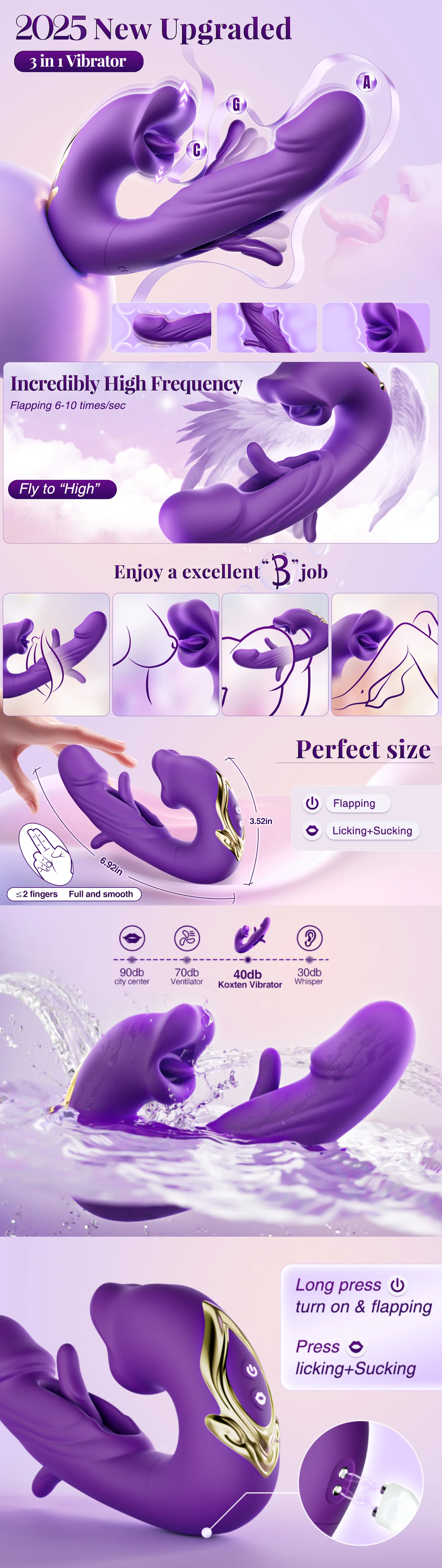 Rose Kiss Tongue Licking G Spot Flapping Massage Vibrator