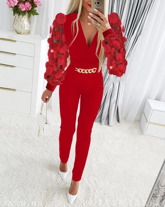 Women's  spring cute style fresh and sweet women's polyester jumpsuit women's jumpsuit_ viptrois