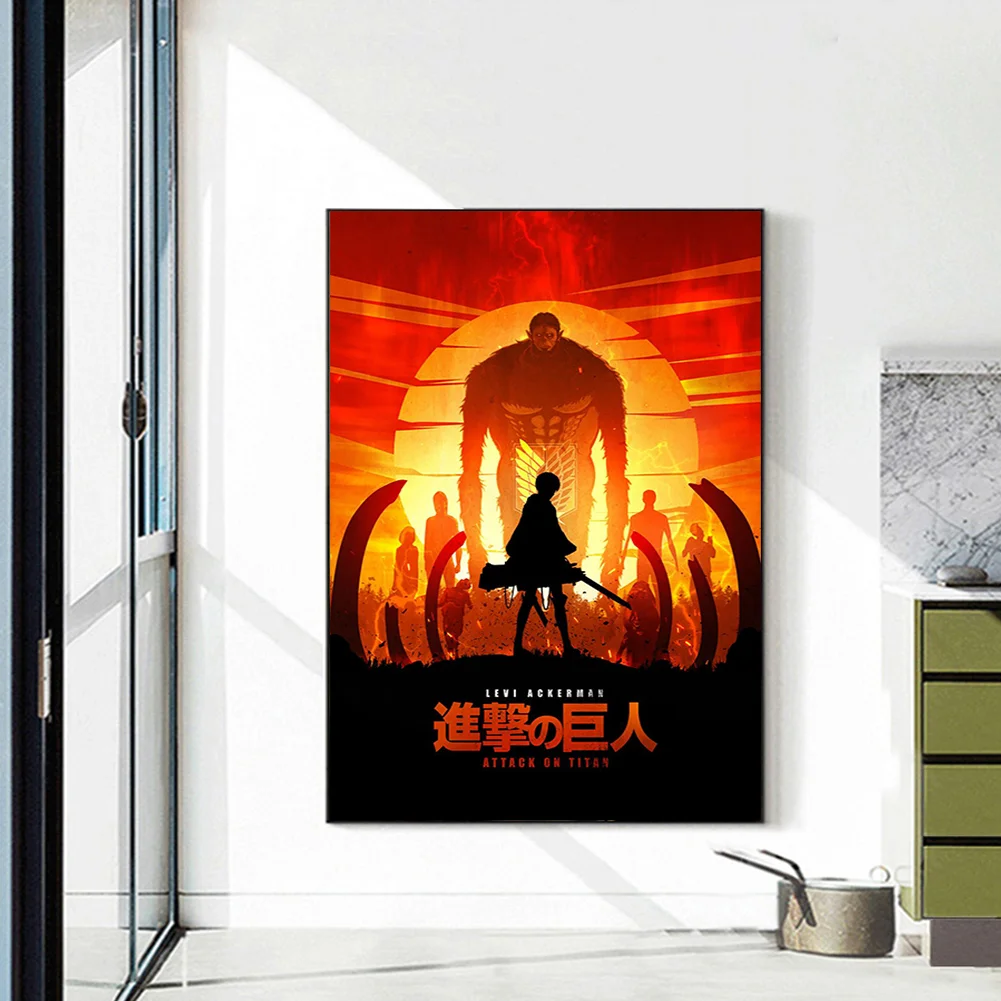 Full Round Diamond Painting 35*50cm - Attack On Titan - Silhouette