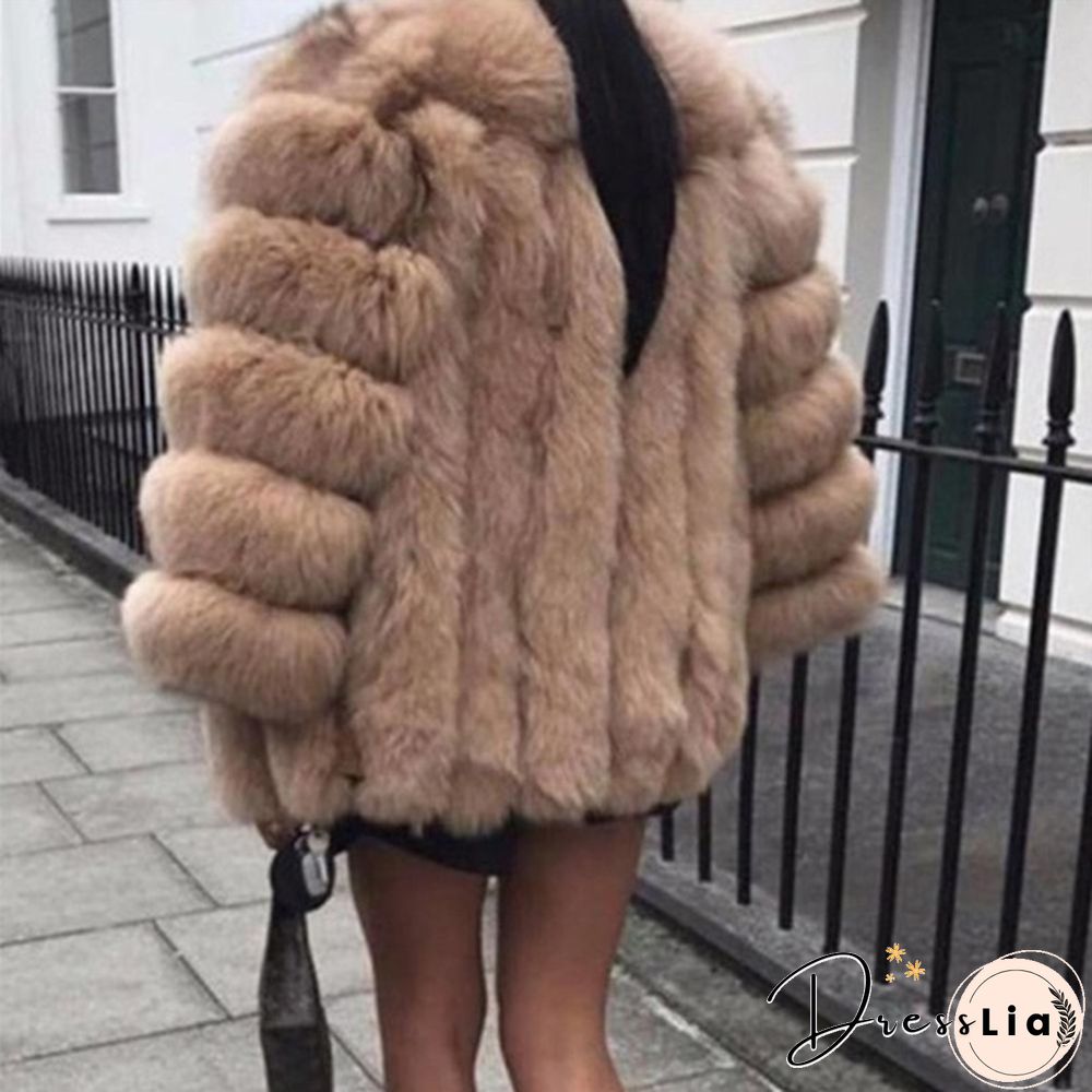 Women Winter Top Fashion Faux Fur Coat Elegant Thick Warm Outerwear Fake Fur Ladies Jacket Coat