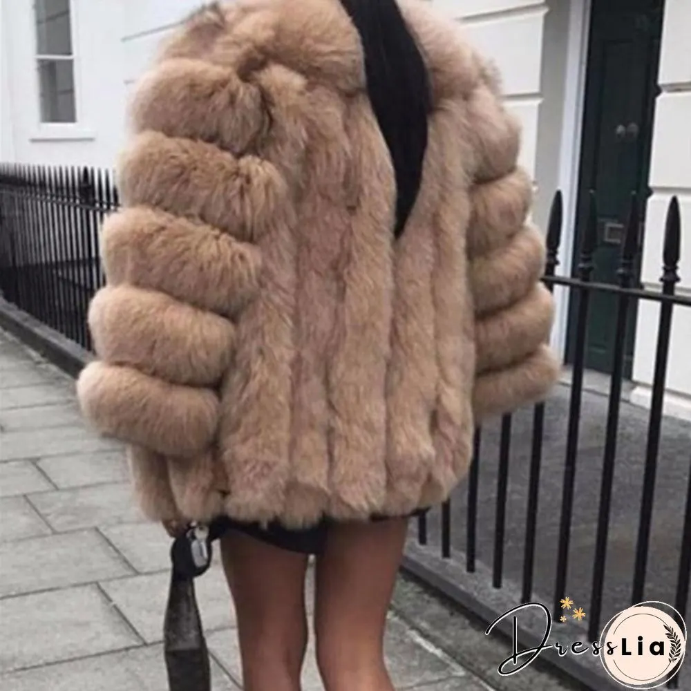 Women Winter Top Fashion Faux Fur Coat Elegant Thick Warm Outerwear Fake Fur Ladies Jacket Coat