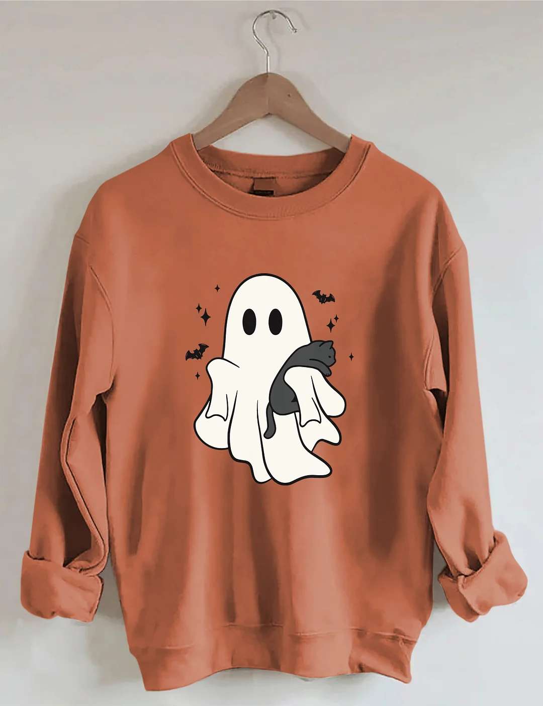 Cute Ghost Black Cats Halloween Sweatshirt