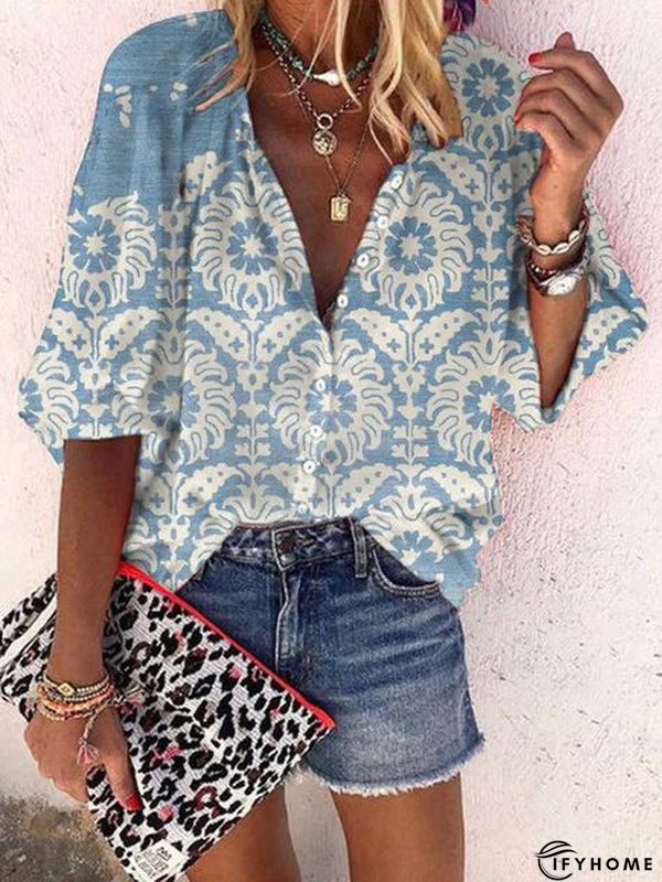 V Neck Butterfly Printed Top | IFYHOME