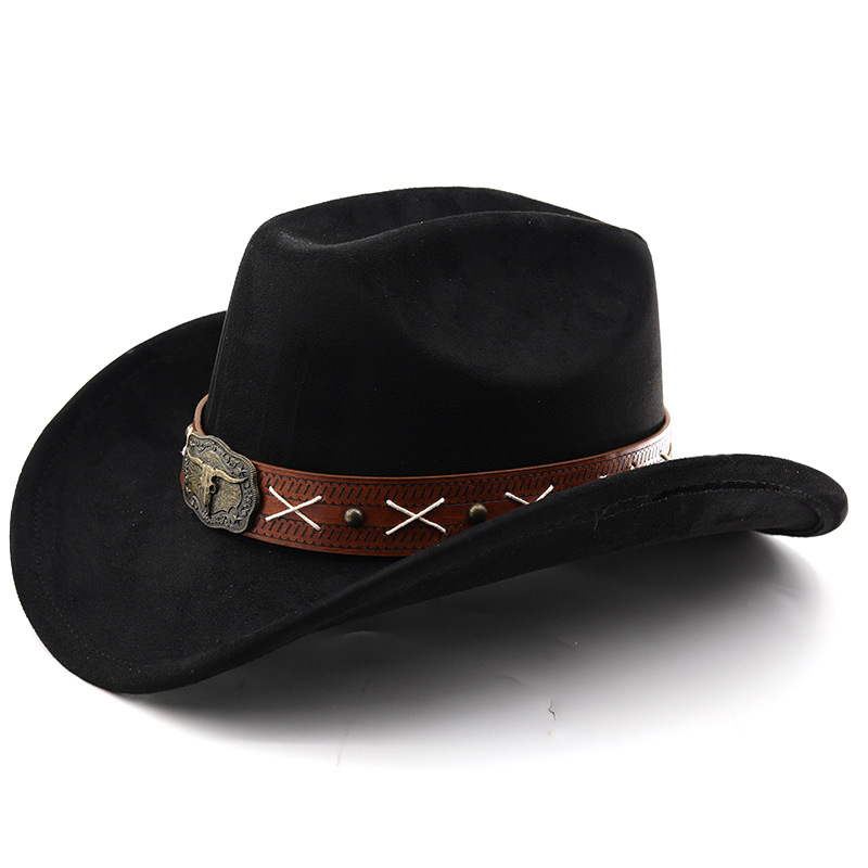 Vintage Leather Belt Suede Western Cowboy Hat