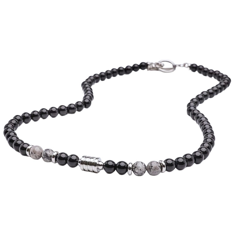 Minimalist Round Natural Stone Toggle Beaded Unisex Necklace