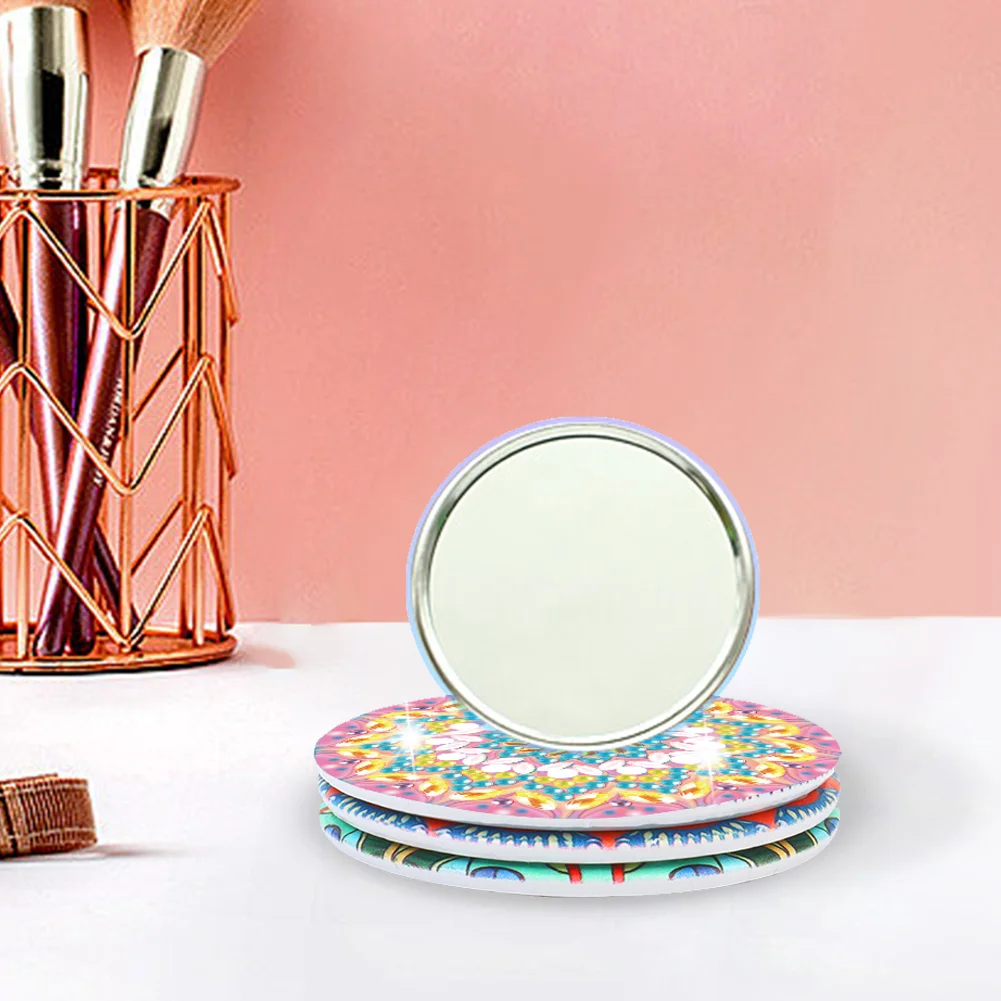 3pcs Diamond Painting Makeup Mirror Portable DIY Datura for Girl