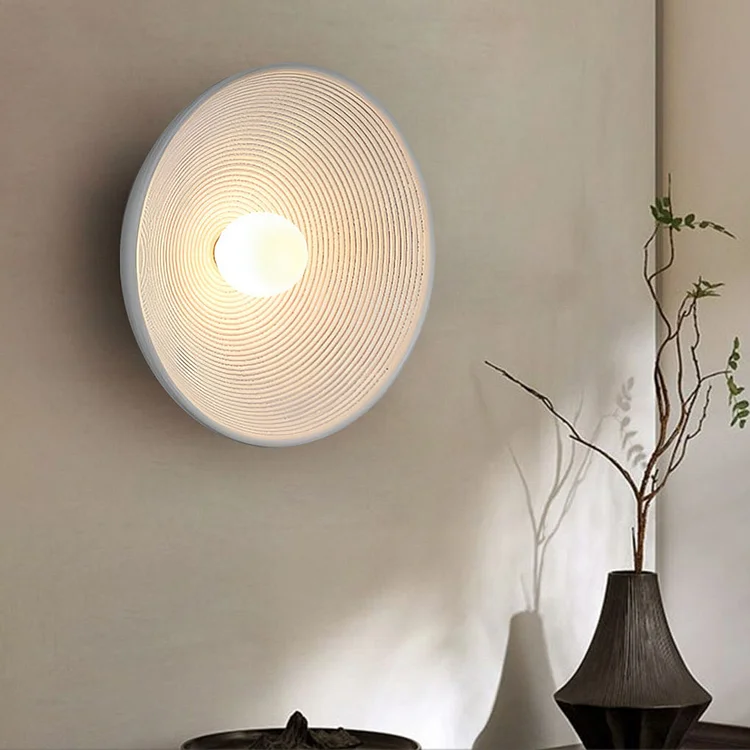 Round Striped Pattern G4 LED White Nordic Wall Lamp Wall Sconce Lighting - Appledas