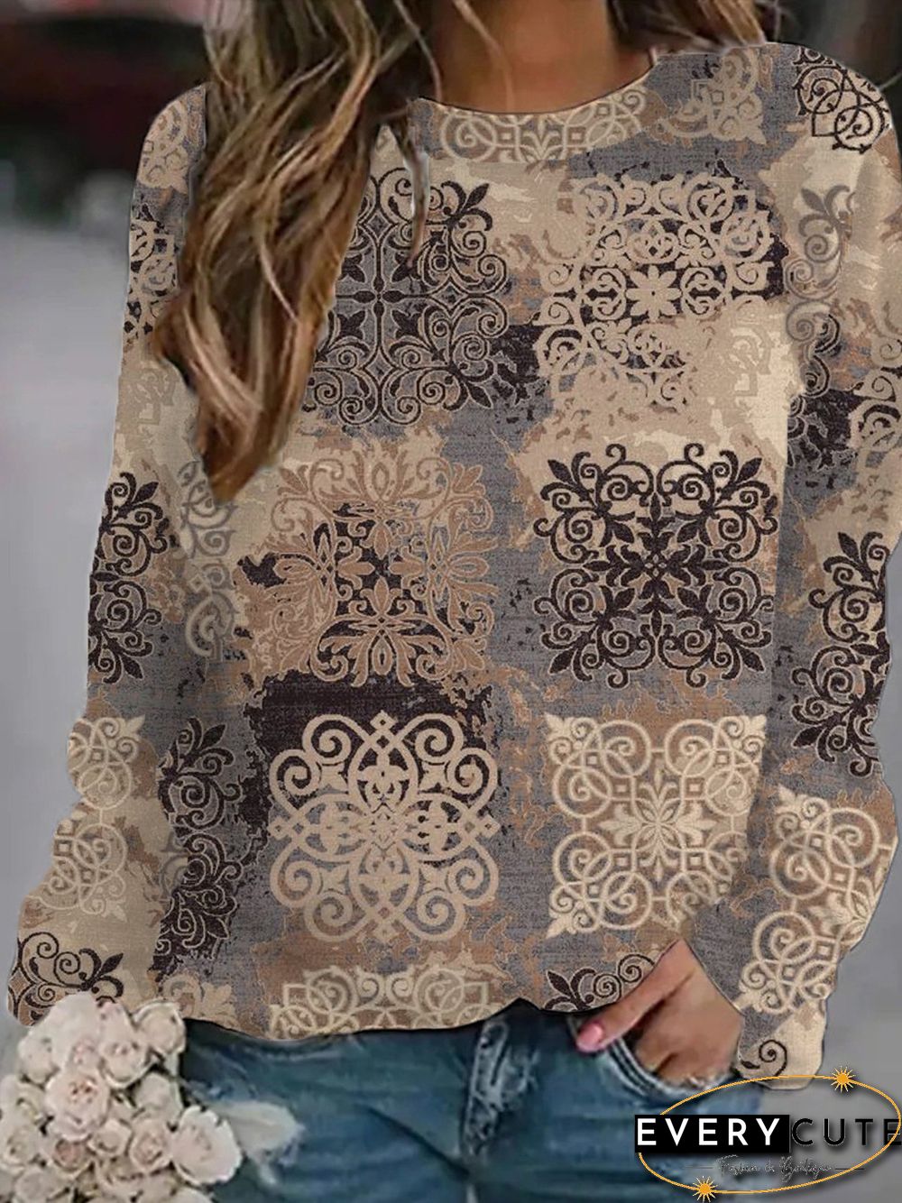 Women Casual Ethnic Autumn Daily Loose Best Sell Crew Neck Regular Regular Sweatshirts