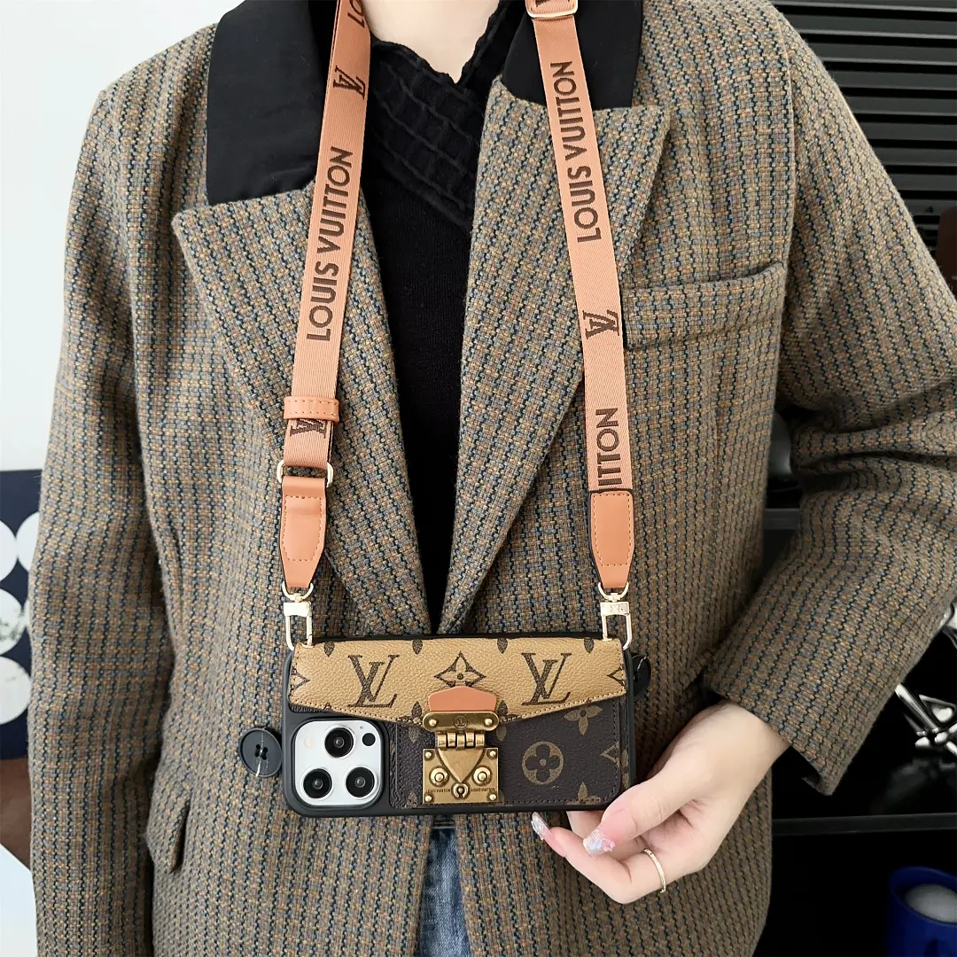 LV Dauphine Monogram Canvas Crossbody Postman Apple iPhone Wallet Case