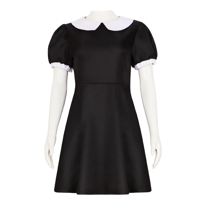 Black Dress Peter Pan Collar Short Sleeve Halloween Costume Novameme