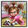 Girl With Puppy-11CT Stamped Cross Stitch 40*40cm/15.75*15.75in