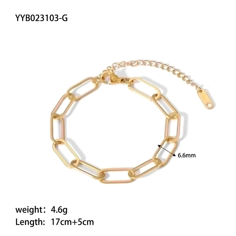 201 Stainless Steel 18K Gold Plated Hip-Hop Streetwear Plating Solid Color Bracelets Necklace