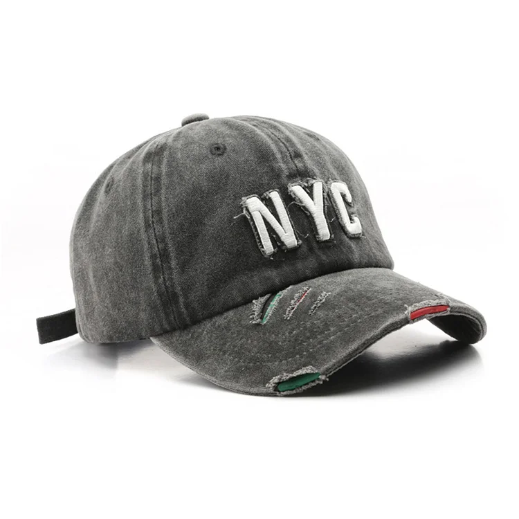 FS 2023 York City Men Cap Yellow Orange Kpop Baseball Caps For Women Summer Vintage Worn Hole Trucker Hat Gorras Hombre