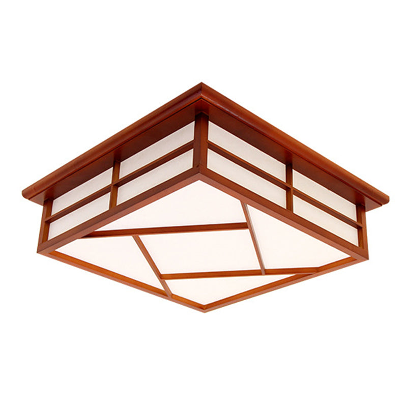 Modern Cubic Paper Ceiling Mount Light For Hallway Red Brown / 14&rsquo; Warm