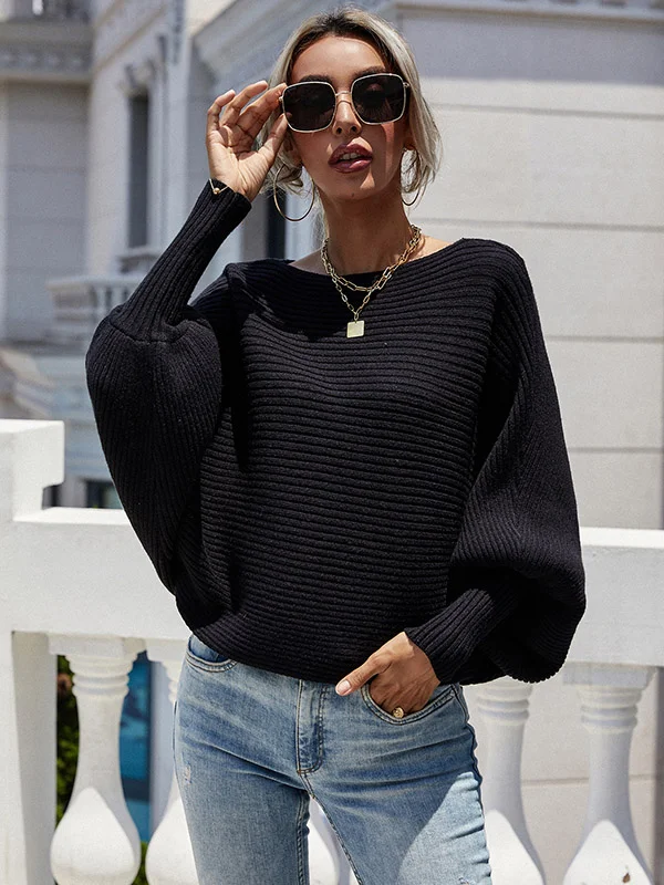 Casual Loose 6 Colors Off-The-Shoulder Long Sleeves Sweater Top