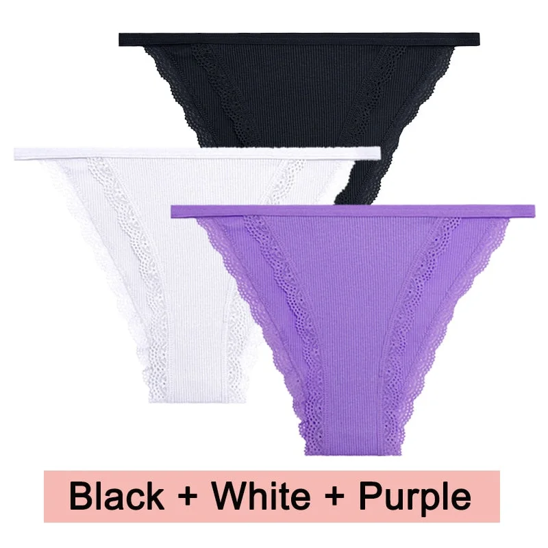 3PCS/Set Lace Women Panties Cotton Underwear Female Lingerie Sexy Panties for Female Intimates Finetoo Ladies Lace Pantys S-XL
