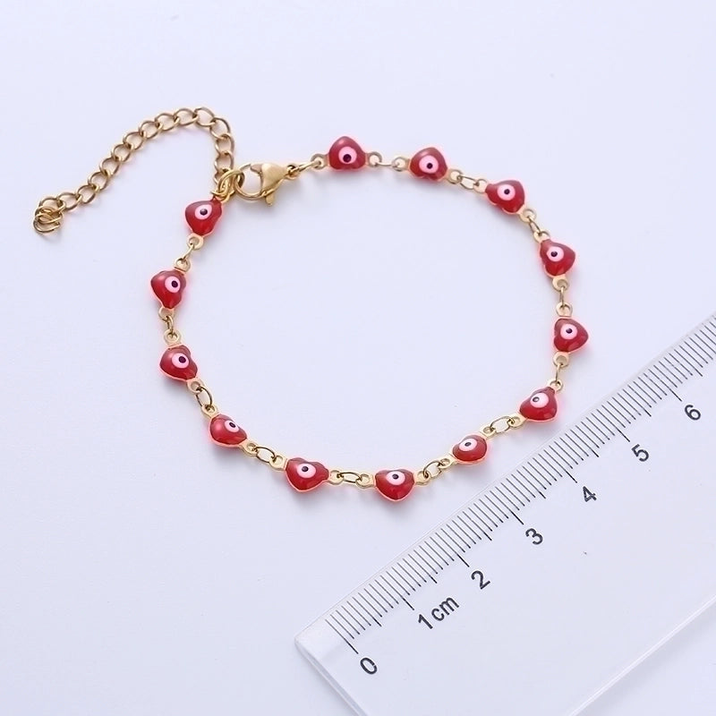 Classic Style Devil’S Eye Heart Shape 304 Stainless Steel 18K Gold Plated No Inlaid Stainless Steel Bracelets In Bulk